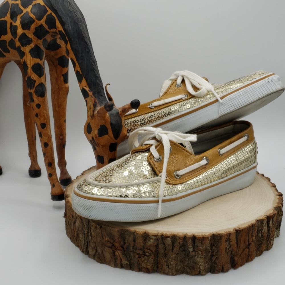 Sperry 5.5 Gold Sequin Women's Shoes